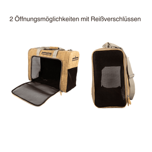 Veréluna® Cork Pet in Cabin Bag Haustier Transporttasche Flugzeug IATA Nachhaltig Made in Portugal IATA-Maße: 55 x 40 x 23 cm (L x B x H)