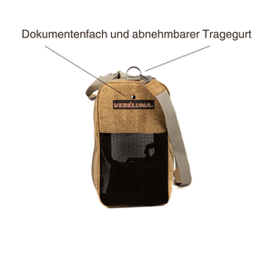 Veréluna® Cork Pet in Cabin Bag Haustier Transporttasche Flugzeug IATA Nachhaltig Made in Portugal IATA-Maße: 55 x 40 x 23 cm (L x B x H)