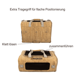 Veréluna® Cork Pet in Cabin Bag Haustier Transporttasche Flugzeug IATA Nachhaltig Made in Portugal IATA-Maße: 55 x 40 x 23 cm (L x B x H)