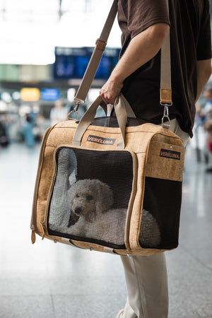 Veréluna® Cork Pet in Cabin Bag Haustier Transporttasche Flugzeug IATA Nachhaltig Made in Portugal IATA-Maße: 55 x 40 x 23 cm (L x B x H)